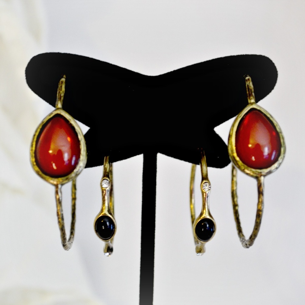 2 Prs of Katy Richards EARRINGS hoops/Boho Chic